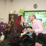 Midshire MD Julian Stafford giving Talia Roddy her prize