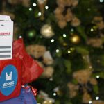 A Midshire stress ball photocopier and wireless Bluetooth speaker at the Francis House Festival of Christmas Trees