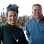 Gabriella Marcella and Daniel Bridgeman with the Glawegian skyline